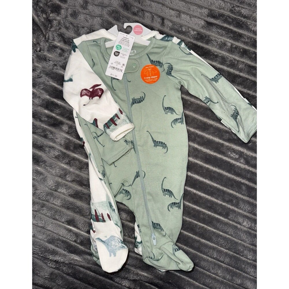 Carter's Just One You Baby Boy's 2 Pack Sleep N Play NEWBORN Dinosaurs Onsies